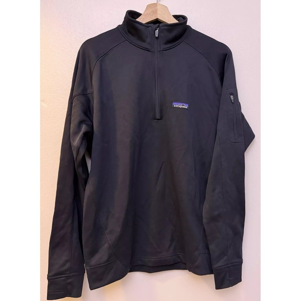 Patagonia Men's 1/4 Zip Fleece Pullover Sweater Jacket Size M Black